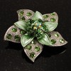 3D Enamel Crystal Flower Brooch (Light Green)