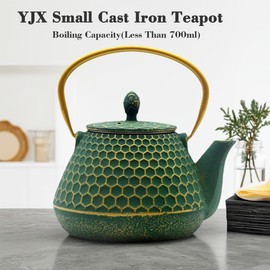 33.8oz Small Cast Iron Tea Kettle for Stovetop, Japanese Tetsubin Tea Pot Coated with Enameled Interior, Durable Cast Iron Teapot with Stainless Steel Infuser for Loose Tea and Tea Bags(1000ml)