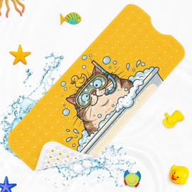 Bathtub Shower Mat 40X16 Inch, Non-Slip, for Toddler, Cat Kawaii