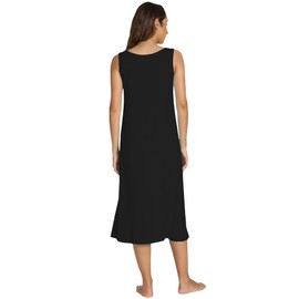 GYS Sleeveless Nightgowns for Women Soft Bamboo Viscose Night Shirts Tank Sleepwear with Pockets Long Sleep Dress, Black, Small