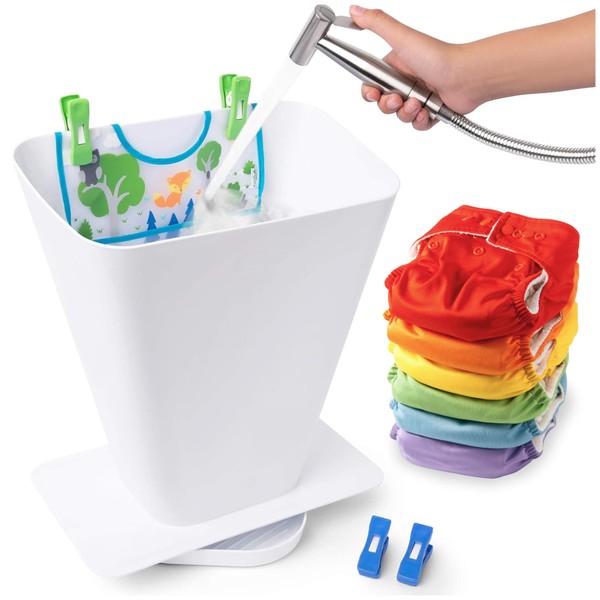 SimplyImagine Cloth Diaper Sprayer Splatter Shield- Hands-Free Washing Bucket for
