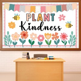 Justforjoyful Spring Floral Bulletin Board Classroom Decorations Plant Kindness Cutouts Positive Inspirational Colorful Flower Bulletin Board for School Office Home Nursery Chalkboard Door Wall Decor