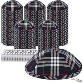 Zion Judaica Deluxe Fashion Kippot for Affairs or Everyday Use Single or Bulk Orders - Optional Custom Imprinting Inside for Any Affair (60 Pack, Plaid)