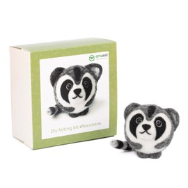 Raccoon Felting Kit - Starter, Felting Kit for Beginners Adult and Craft Kit, Unique Felt Animal, Felting Tools Included Felting Needles, Felting Pad, Felting Wool and Video Instruction