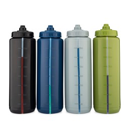 Hydra Cup Sport [4 Pack] 32 oz Squeeze Water Bottles, Fast Flow Sports Water Bottle, Bike & Cycling Water Bottle, Travel To Go, BPA Free (Dark Colors)