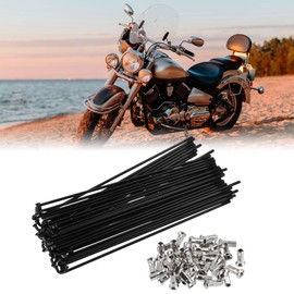 X AUTOHAUX 40pcs Bicycle Carbon Steel Spoke 12G 160mm Length with Nipples Black