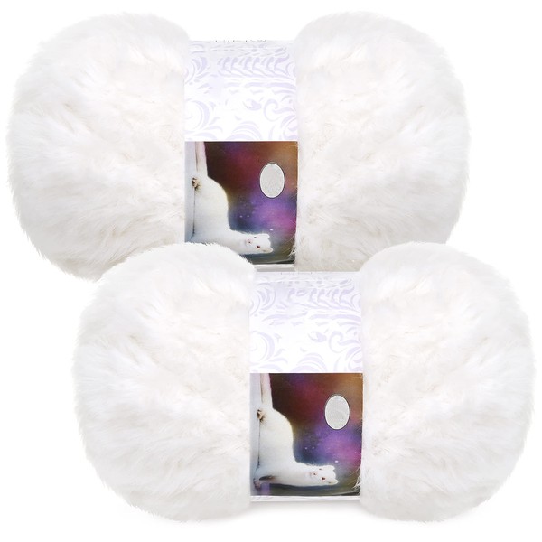 2 Pieces Skeins Soft Fur Yarn Fuzzy Fur Yarn Chunky