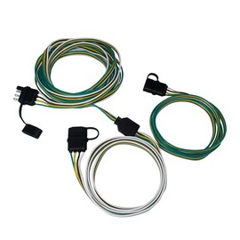 NEWSUN 4-Way Flat Y-Splitter Plug Universal for Tailgate Light Bars & Trailer Lights, 24.67 FT Plug & Play Adapter Extension Harness Wiring Plug 4 Pin Connectors, with Waterproof Cap