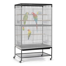 Bissap Bird Cage Seed Catcher, 90-118‘’ Universal Birdcage Net Nylon 31.8'' H Adjustable Elastic Band Stretchy Skirts Mesh Cover for Parrot Cage Seed Guard (Not Include Birdcage)- White