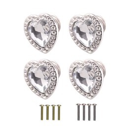 Love Crystal Single Hole Pulls, Drawer Pulls Cabinet Knobs for Living Room, Bedroom, Bathroom, Kitchen, Table, Dresser, Cabinet with Screws (Heart)