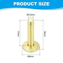 PATIKIL 9x3.3x17mm Leather Rivets and Burrs, 100 Sets Leather Rivets and Washers Brass Fastener Metal Studs Posts for Leather Craft, Belts, Wallets, Collars, DIY Crafts