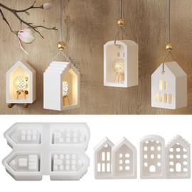 Art House Shape Resin Silicone Molds,3D Silicone House Candle Mold for Candle Making,Resin Casting Concrete Soap Clay,Home Decor