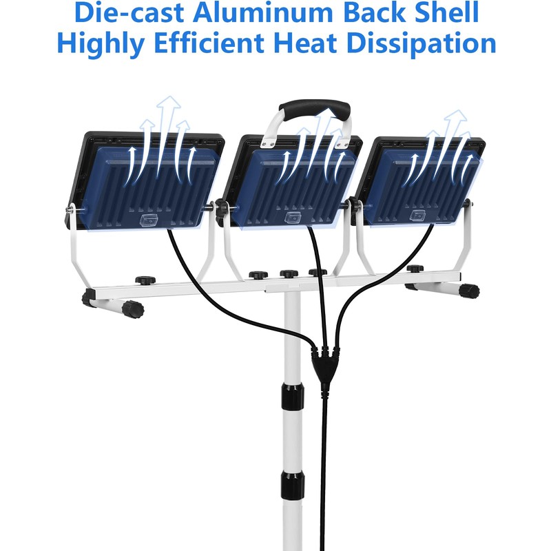 UFOND 22000 Lumen LED Work Light with Stand,3 Head Portable