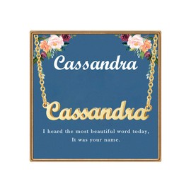 Ldurian Custom Name Necklace | Cassandra Name Pendant Necklace Gifts | Birthday Jewelry Gift for Women's Pendant Necklaces