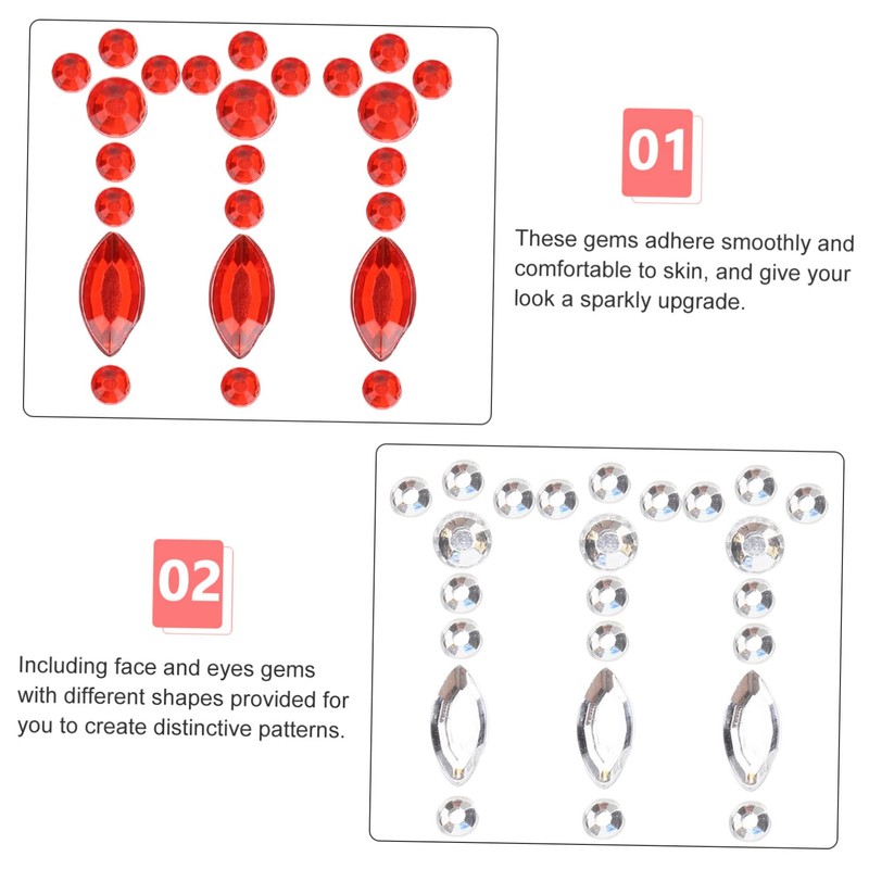 PACKOVE 7 Sheets Face Jewels for Women Premium Forehead Decals