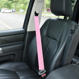 Amooca Soft Automotive Seat Belt Cover Seatbelt Shoulder Pad Neck Protector Cushions Universal Fit SUV Trucks Backpack Pink Extra Long 25.6in