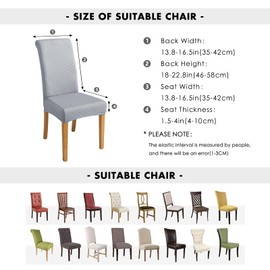 FORCHEER Waterproof Chair Covers for Dining Room Set of 4 Grey Jacquard Kitchen Chair Slipcovers for Parson Chairs Elastic Washable (4,Jacquard Light Grey)