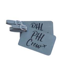 Philadelphia Crew Luggage Tag, American PHL Crew Base Set of Two, (Grey)