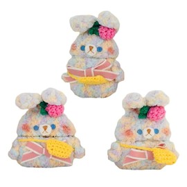 EJOSHELL Cute Cartoon Handmade Fluffed Colorful Bunny Rabbit Knit Animal Plush Case Compatible with Airpods3 2021 Airpods 3rd Generation Soft Girly Headphone Cover for Girls Women, Color Mixed