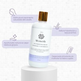 Moneth | Acondicionador | ROMERO Y VITAMINA E | Protege, revitaliza y luce un cabello saludable | Nutrición profunda, brillo natural y fortaleza desde