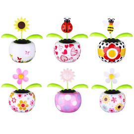4 Solar Dancing Butterfly Toy Solar Powered Dancing Sun Flower in Colorful Pots Swinging Heart Flip Flap Animated Bobblehead Dancer Window Rose Sun Catcher Car Dashboard Decor Portable Suncatchers