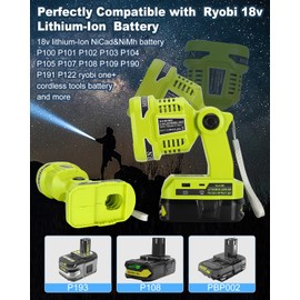 Adisipsoarin Cordless LED Flashlight for Ryobi 18V Battery, 22W LED Work Light with USB-A&USB-C 2.1A Fast Charging Ports for Jobsite, Car Repairing, Camping, Emergency