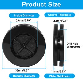 Dijedev 3/4 inch ID x 1 inch Drill Hole Dia Rubber Grommets for Wiring, 20Pcs Double Sided Rubber Plugs for Holes Firewall Grommet Automotive, Wire Cable Protection for Metal Electric Box, Black