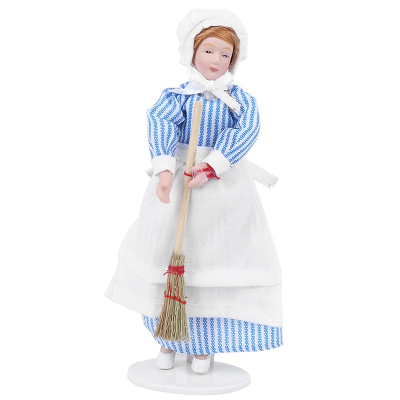 Dollhouse Miniature Porcelain Doll Model Ornament Doll Chef Man Servant