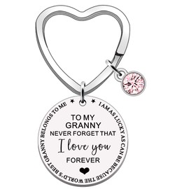 FMCC Granny Gifts Mothers Day Gifts for Granny Best Granny Keyring for Granny Birthday Christmas Granny Gifts from Grandchildren Never Forget That I Love You Forever
