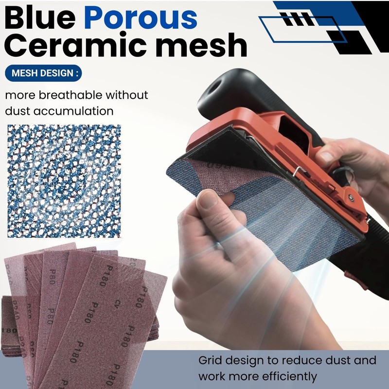 PMIQSA 25 Pcs Net sandpaper strips 80x230mm Mesh Ceramic Sanding