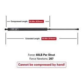 Vepagoo ML2460 36in 60Lb/267N Lift Support Gas Shock Strut Spring for Truck Bed Tonneau Cover Camper Shell Topper RV Outside Kitchen Door Bed Heavy Duty Trap Door, Set of 2.