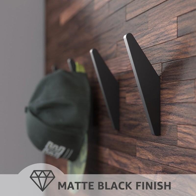 GUWINA Metal Coat Hooks Wall Mounted Black, Solid Triangle Shape,