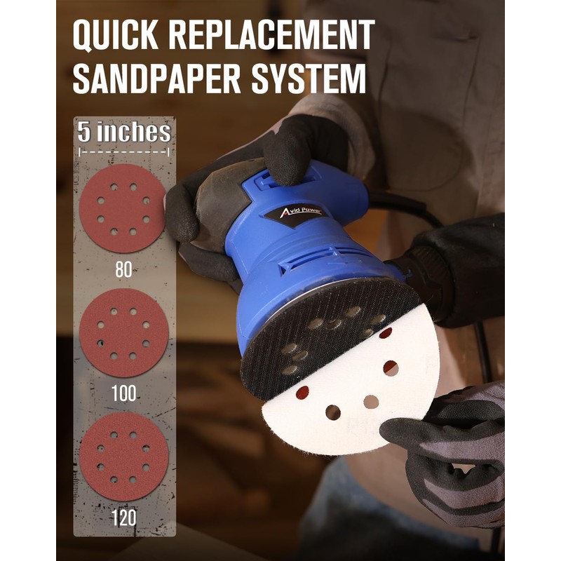 AVID POWER 5” Random Orbital Sander Tool Palm Sander for
