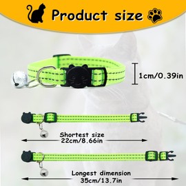 LuckyOpt Cat Collar, 2 Pieces Reflective Cat Collar with Secure Quick Release Breakaway Buckle and Bell, Adjustable 22-35 cm Cat Collar for Cats Dogs (Purple + Black)