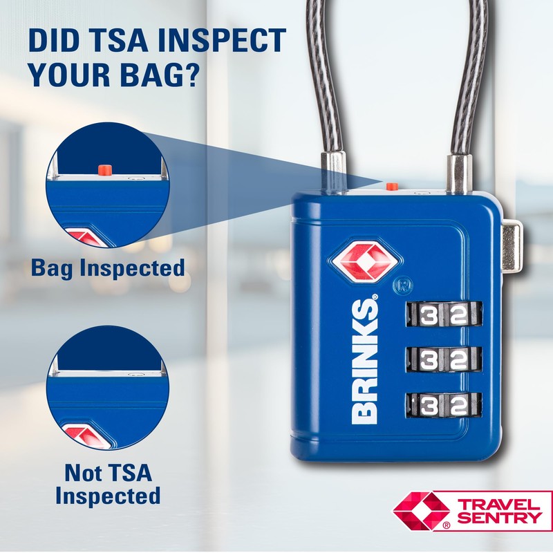 Brinks TSA Accepted Indicator Luggage Lock, Blue - Ressetable Combination,