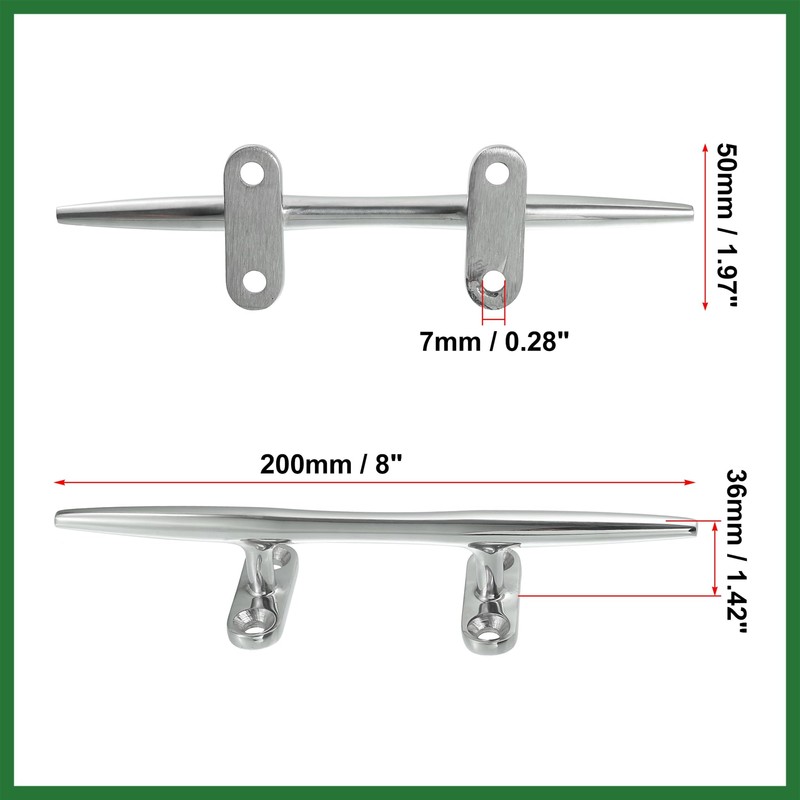 Motoforti 8 Inch Stainless Steel Flagpole Cleat Hook Boat Deck
