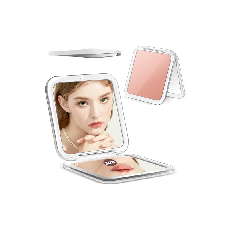 MIYADIVA Compact Mirror, 30X Magnifying Mirror, Pocket Mirror for Purse,