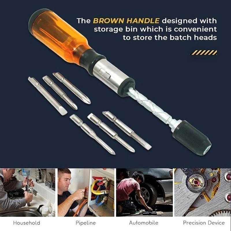Ratchet Screwdriverl,Push Type Semi Automatic Screwdriver Piral Ratchet Screwdriver with