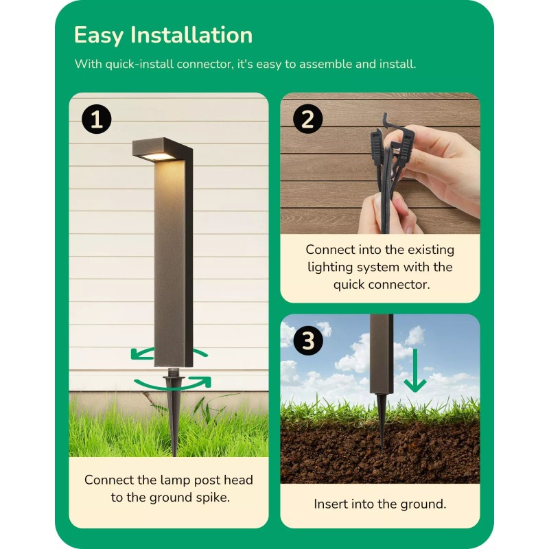 EDISHINE 6 Pack Low Voltage Landscape Lights, Square Modern Aluminum