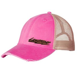 Ford SVT Lightning F150 Pickup Truck Side Logo Laser Engraved Leather Patch Distressed Trucker Snapback Cap neon Pink/tan