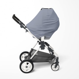 Natemia 4 in 1 Baby Car Seat Cover - Multi-Functional Stretchy & Soft Canopy, Nursing, Shopping Cart, & High Chair Cover