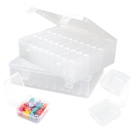2 Packs Bead Organizer Box, FHDUSRYO 62Pcs Clear Bead Storage Containers, Plastic Beads Storage Cases with Hinged Lids, Small Beads Organizers and Storage for DIY, Art Craft, Jewelry, Bracelet