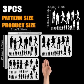 FINGERINSPIRE 3Pcs Human Figure Painting Large Stencil 8.3x11.7 PET Male Female Boys Girls Figures Model Spraying Big Stencil Reusable Human Body Silhouette Wall Stencil Creative Hollow Out Template
