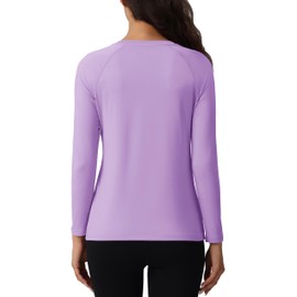MAGCOMSEN Womens Undershirts Fleece Tops Long Sleeve Workout Shirts Athletic Running Thermal Base Layer Warm Purple L