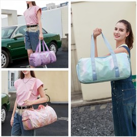 Girls Sports Duffel Bags Woman Travel Bag Overnight Duffle Bag Kids Sports Gym Bag With Shoe Compartment Wet Pocket (Matte Green)