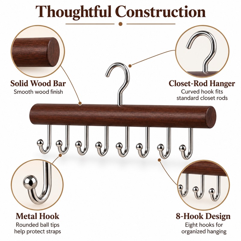 Wooden Hanger Organizer for Bras & Underwear – Multi-Hook Closet