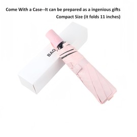 BAODINI - Paraguas de viaje pequeño con protección UV, compacto para lluvia y sol, UPF 50+, resistente al viento, portátil de 42 pulgadas, para mujeres y hombres