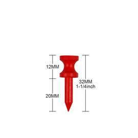 LIKOSO Bamboo Golf Tees Red 32MM Pack of 100 Non Plastic Castle Tees Biodegradable Sustainable