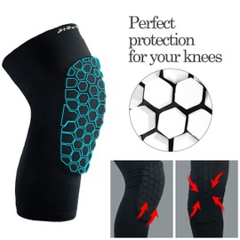 HiRui Knee Pads for Kids Youth Adult, Basketball Baseball Knee Brace Knee Support, Collision Avoidance Kneepad Compression Knee Sleeve for Volleyball Football Cycling Running-1Pair (White, L)