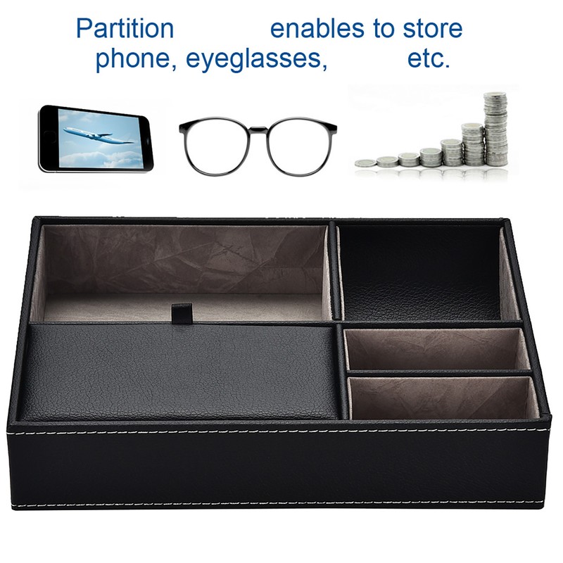 Multi functional PU Leather Desktop Stationery Business Office Supplies Storage